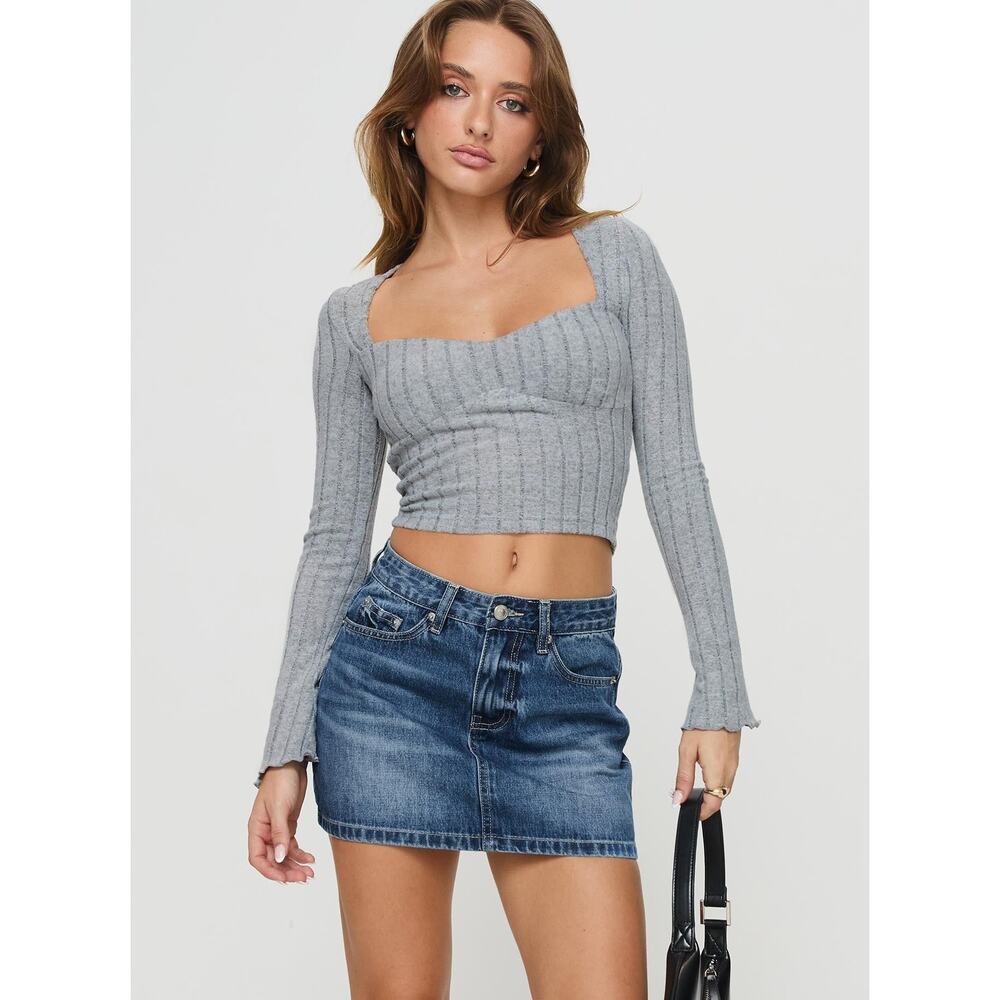 Princess Polly Arrte Mid Rise Denim Mini Skirt Mid Wash - US 12